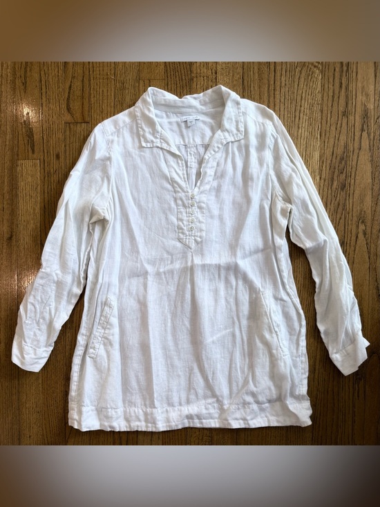 J. Jill Tops - J. Jill White Linen Button-Front Shirt